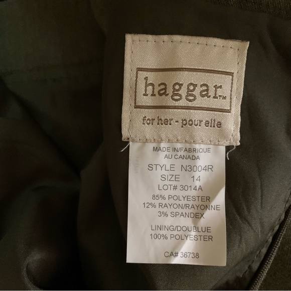 Vtg Haggar Pencil Skirt Olive Green Size 14 Made in Canada Retro Chic Mid Length - Picture 8 of 11